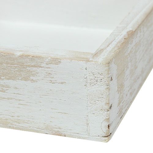 Floristik24 Mini taca drewniana biała 12cm x 12cm x 3cm