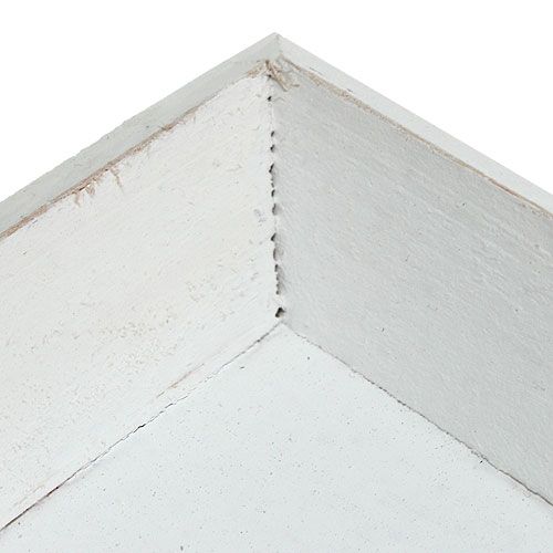 Floristik24 Taca drewniana biała 39cm x 15cm