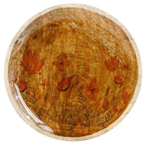 Produkt Drewniany talerz Kwiaty Motyl Naturalny Różowy Ø15cm 3szt