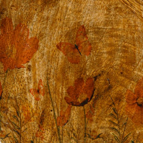 Produkt Drewniany talerz Kwiaty Motyl Naturalny Różowy Ø15cm 3szt