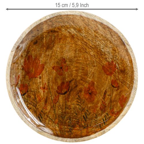 Produkt Drewniany talerz Kwiaty Motyl Naturalny Różowy Ø15cm 3szt