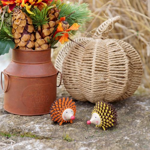 Produkt Jeż dekoracyjna drewniana dekoracja figurka jesienna pomarańczowo-żółta 8×7×6cm 4szt