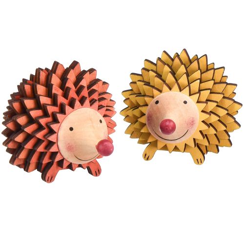 Produkt Jeż dekoracyjna drewniana dekoracja figurka jesienna pomarańczowo-żółta 8×7×6cm 4szt