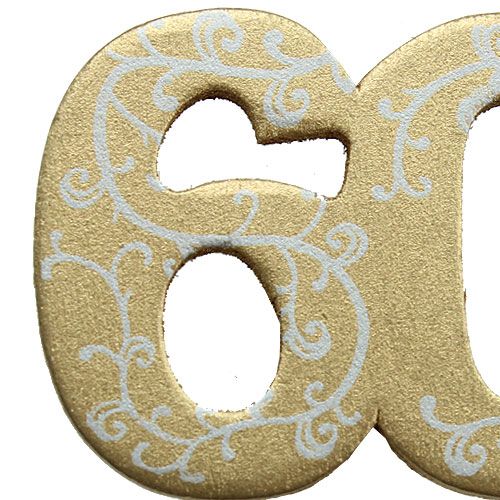 Floristik24 Cyfra "60" do naklejania drewno złote 36szt.