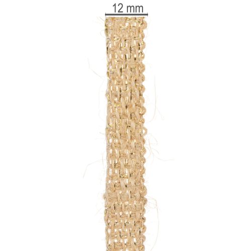 Produkt Wstążka jutowa, rustykalna wstążka dekoracyjna, juta naturalna, złota, 12mm, 10m