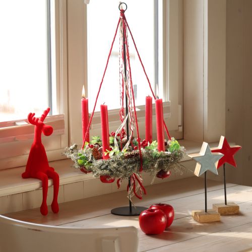 Stołek Edge Elk Dekoracja świąteczna Flokowane 31 cm Czerwony 3 szt.