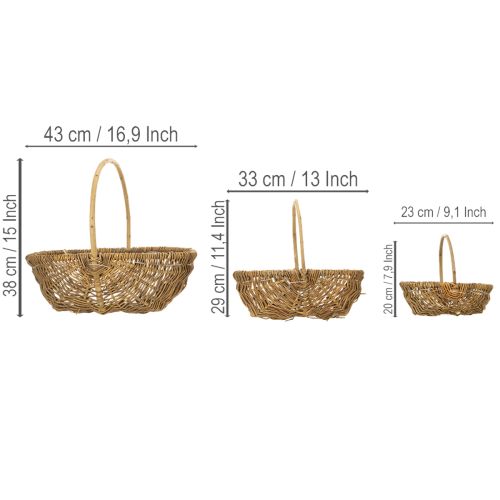 Koszyk na ziemniaki 43/33/23cm z folią, naturalny, zestaw 3 sztuk. | Floristik24.pl