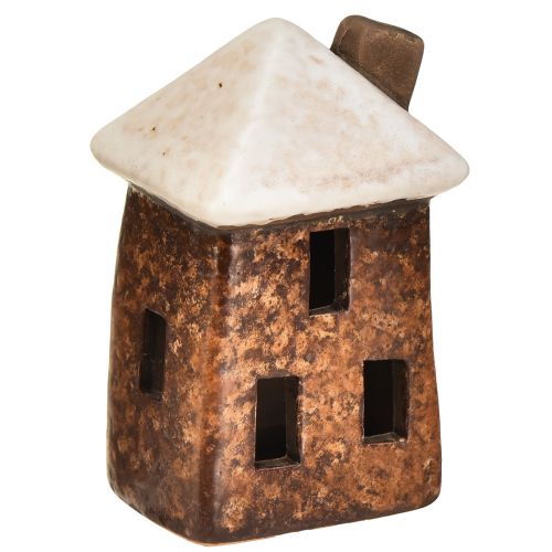 Floristik24 Uroczy zestaw 3 ceramicznych domków - różne kolory, 9 cm - nastrojowa dekoracja świetlna do każdego pomieszczenia - 3 sztuki