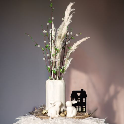 Produkt Wazon ceramiczny z rowkami Biały wazon ceramiczny Ø13cm W20cm