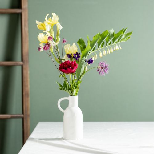 Produkt Biały ceramiczny wazon do suchej dekoracji, wazon z uchwytem, Ø9cm, H21cm