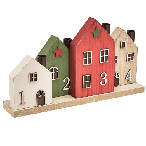 Produkt Świecznik Adwentowy wieniec w sztyfcie z domkami 35cm W20cm