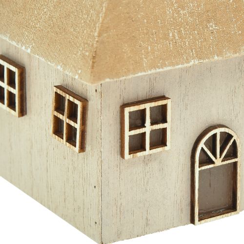 Produkt Świecznik Domek świąteczny drewniany szary 9×9×11cm 2 szt