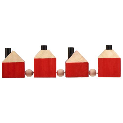 Produkt Świecznik drewniany dekoracyjny drewniany domek czerwono-biały girlanda 23cm