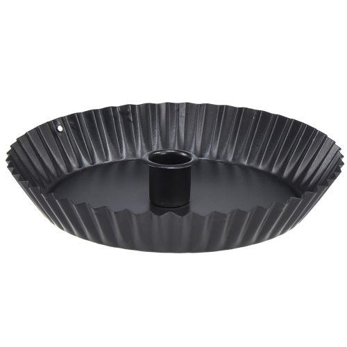 Produkt Oryginalny metalowy świecznik w kształcie tortu – czarny, Ø 18 cm – stylowa dekoracja stołu – 4 sztuki