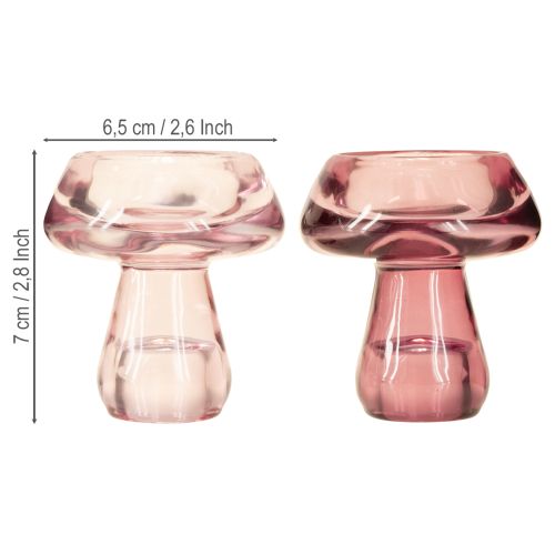 Produkt Świecznik grzybek tealight szklany jagodowy Ø6,5cm wys.7cm 2szt