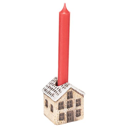 Świecznik ceramiczny, dekoracyjny domek ze śniegiem do dekoracji stołu, 7cm, 2 sztuki | Floristik24.pl