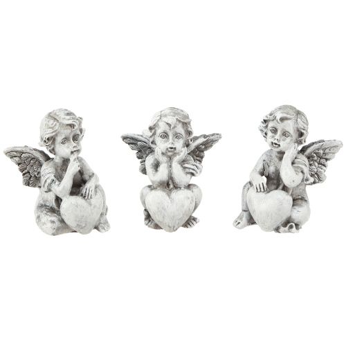Produkt Aniołek z sercem dekoracja nagrobna figurka szara wys. 5,5cm 6 szt