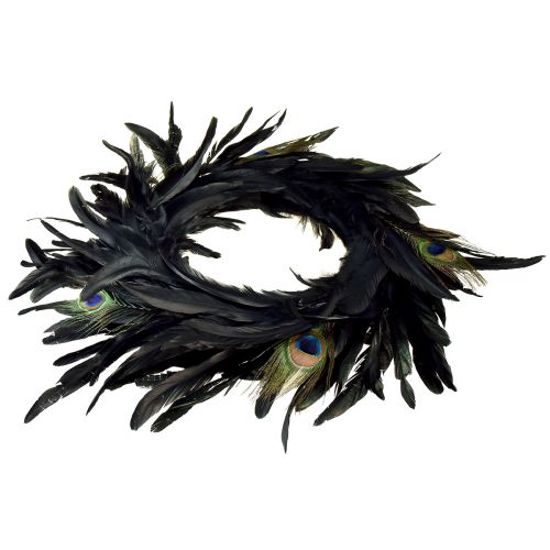 Produkt Wykwintny wieniec z pawich piór - naturalne opalizujące kolory 30 cm - luksusowa dekoracja do domu i wydarzeń