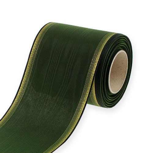 Produkt Wstążka do wianka Moiré 100mm, ciemnozielona