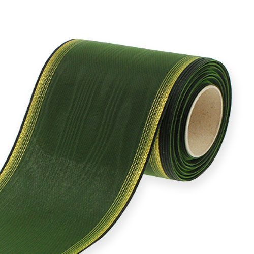 Produkt Wstążka do wianka Moiré 125mm, ciemnozielona