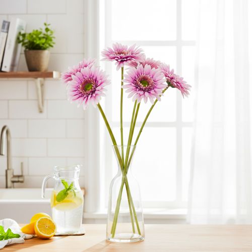 Sztuczne kwiaty ogrodowe Gerbera, fioletowe, 47 cm, 6 sztuk | Floristik24.pl