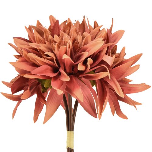 Floristik24 Kwiaty sztuczne dalie czerwono-brązowe Ø15cm D28cm 3 szt