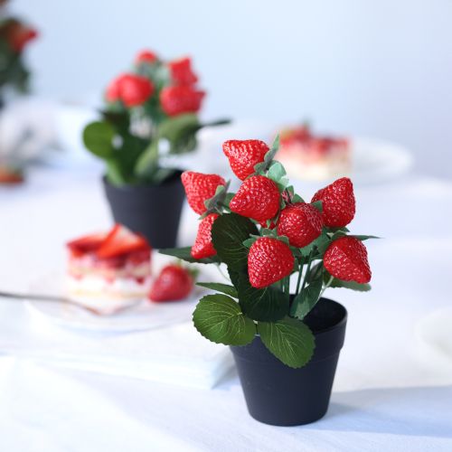 Floristik24 Sztuczna truskawka w doniczce sztuczna roślina 19cm