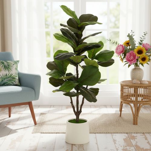 Sztuczny Ficus lyrata 120 cm dekoracyjny do salonu | Floristik24.pl