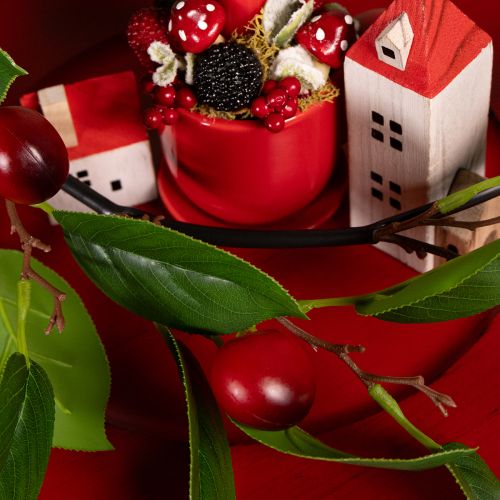 Produkt Sztuczna girlanda z wiśniami. Idealna do naturalnej dekoracji pokoju. Kwiatowy wygląd. 160 cm.