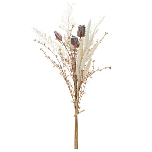 Produkt Dekoracja z kapsułek maku kwiaty suszone sztuczna paproć krem 63cm