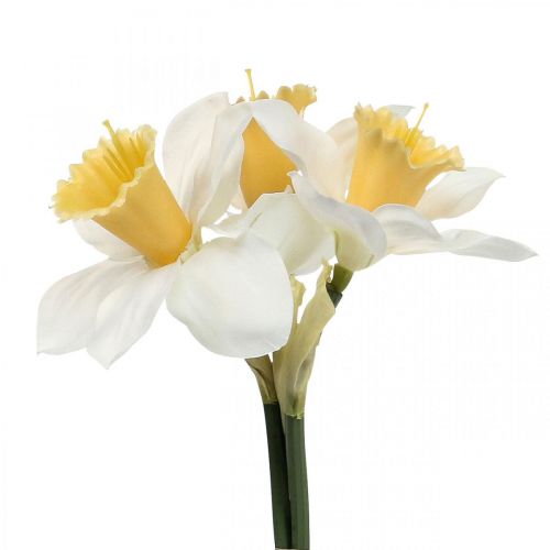 Sztuczne żonkile jedwabne kwiaty biały żonkil 40cm 3szt
