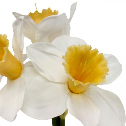 Sztuczne żonkile jedwabne kwiaty biały żonkil 40cm 3szt