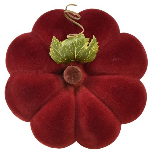 Produkt Dekoracja dyniowa flokowana dynia czerwona bordowa aksamitna 20cm 2szt