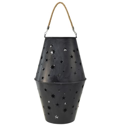 Floristik24 Wisząca latarnia metalowa w kolorze antracytu z gwiazdami – Ø18,5 cm, wysokość 50 cm – eleganckie oświetlenie zewnętrzne i wewnętrzne