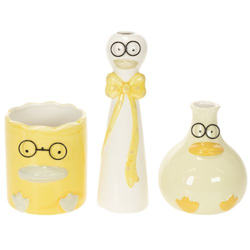 Figurki z ceramiki w kształcie kaczki z okularami w zestawie, 25 cm, 3 sztuki