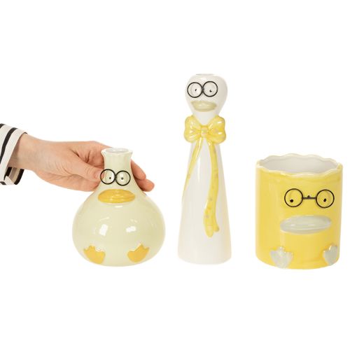 Figurki z ceramiki w kształcie kaczki z okularami w zestawie, 25 cm, 3 sztuki | Floristik24.pl