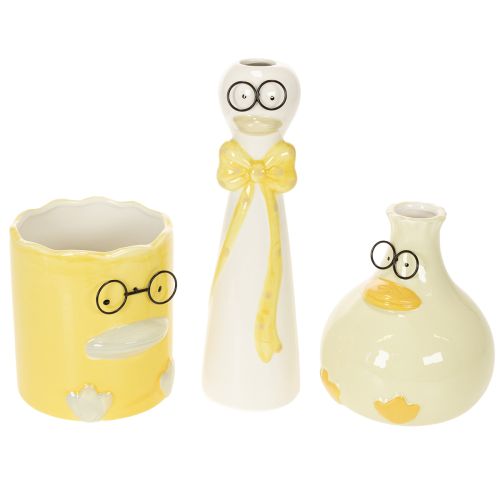 Figurki z ceramiki w kształcie kaczki z okularami w zestawie, 25 cm, 3 sztuki | Floristik24.pl