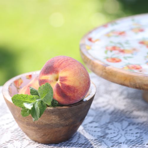 Produkt Miska dekoracyjna z drewna mangowego brzoskwiniowa miska drewniana Ø12,5cm 2szt