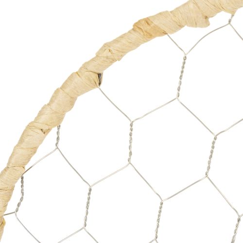 Produkt Pierścionek dekoracyjny boho metalowy, srebrny, Ø28cm z naturalną rafią, zestaw 4 sztuk - ozdoba wisząca, dekoracja ścienna