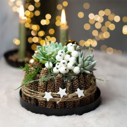 Floristik24 Taca metalowa okrągła podstawka na świece czarna Ø20cm W2,5cm 2szt