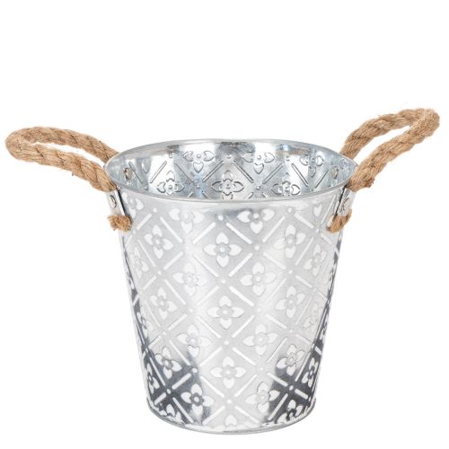 Doniczka metalowa, doniczka z uchwytami, doniczka z motywem kwiatowym Ø18cm kupić | Floristik24.pl