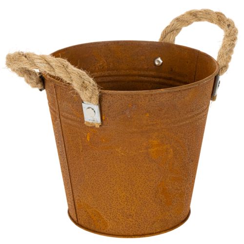 Doniczka metalowa z uchwytami, do ziół, dekoracja rdzawa Ø16,5cm H15cm kupić | Floristik24.pl