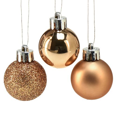 Floristik24 Mini bombki choinkowe brąz niełamliwe Ø3cm W3,5cm 14szt
