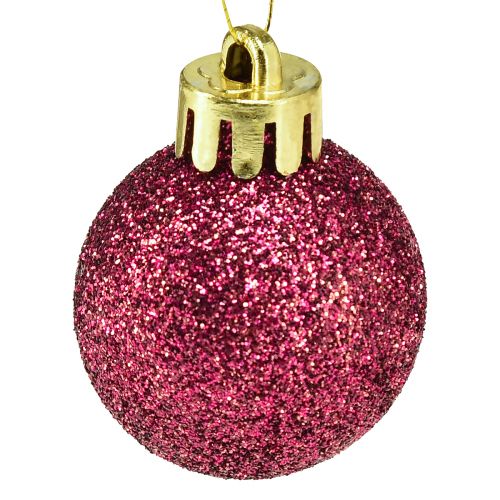 Produkt Mini bombki choinkowe różowe niełamliwe Ø3cm W3,5cm 14 szt