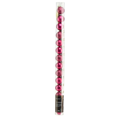 Produkt Mini bombki choinkowe różowe niełamliwe Ø3cm W3,5cm 14 szt