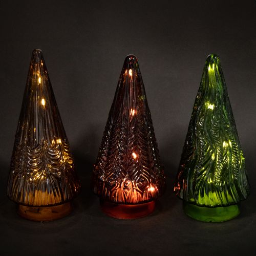 Produkt Mini choinka szklana LED Czerwono-Zielono-Brązowa 18cm 3szt