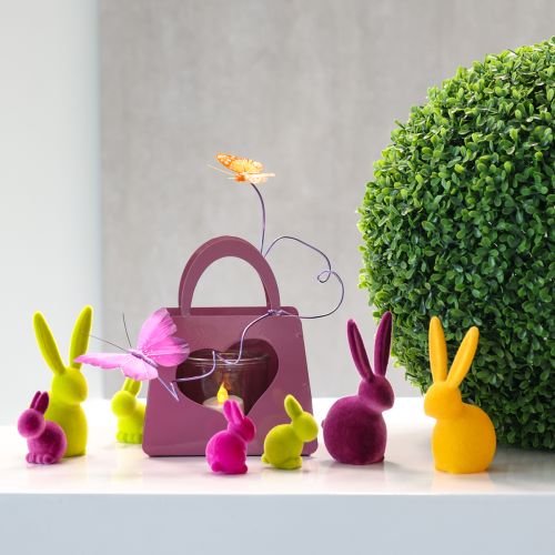 Floristik24 Mini Króliczki Kolorowe Króliczki Wielkanocne Flokowane Różne – 2 Wybór – H6cm 12 szt.