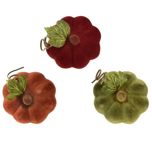 Produkt Mini dekoracja dyniowa flokowana – mix jesiennych barw 9,5cm 3 szt