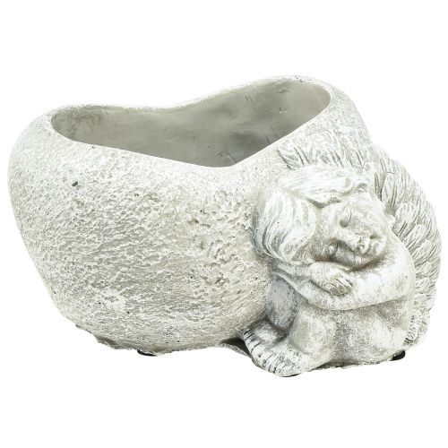 Floristik24 Mini miska na rośliny grób anioł anioł szare serce roślinne 16×12cm wys. 9,5cm