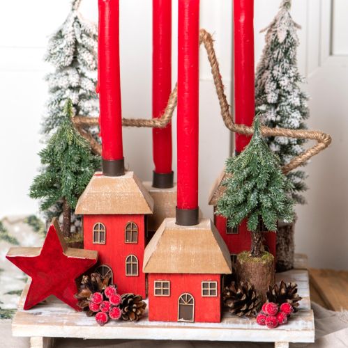 Produkt Mini choinka drewniana podstawa zielona biała Ø8cm W18cm 3szt